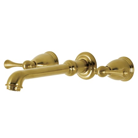 Kingston Brass KS7127BL Two-Handle Wall Mount Bathroom Faucet, Brushed Brass KS7127BL